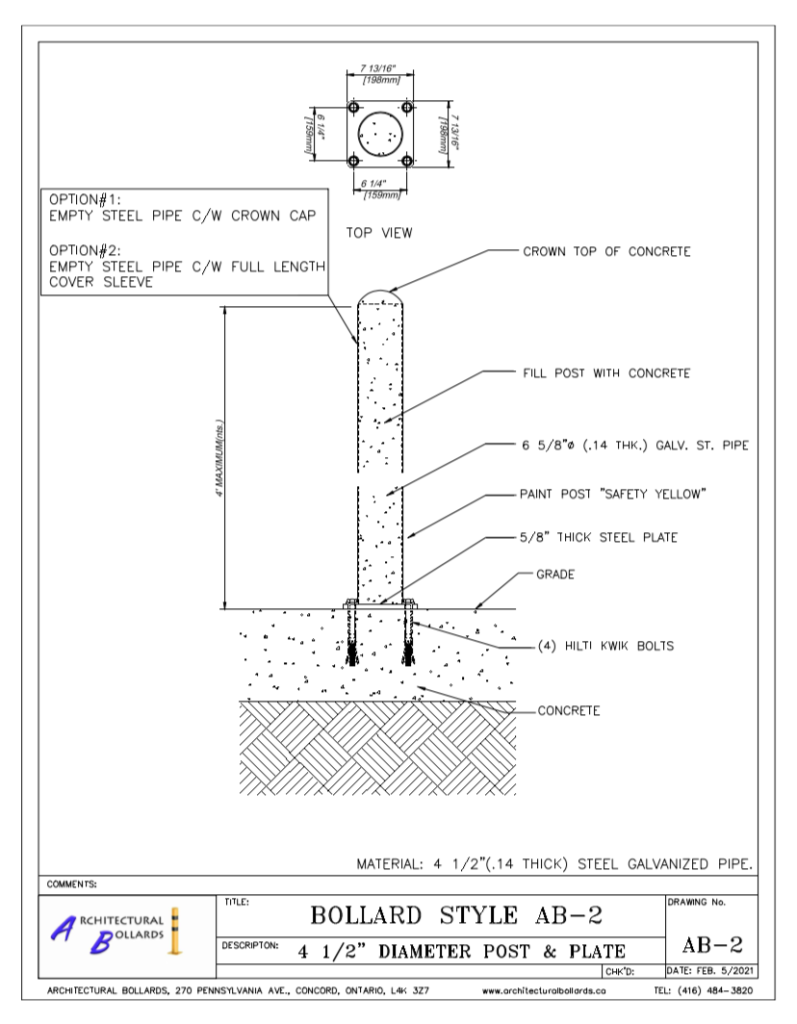 architectural safety bollards toronto